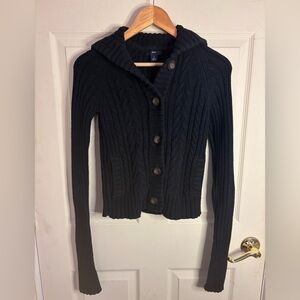 Y2K cable knit black gap cardigan sweater
